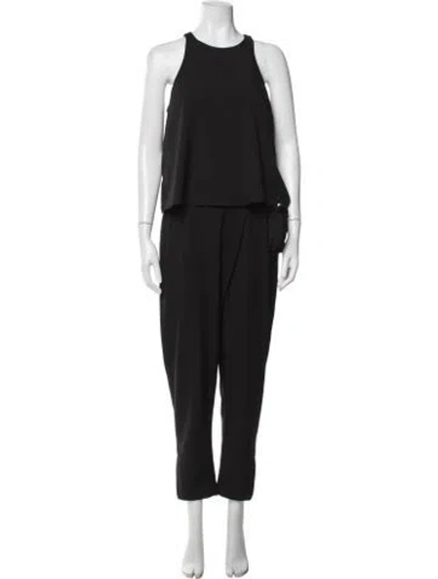 Pre-owned Halston Heritage Crew Neck Jumpsuit In Black