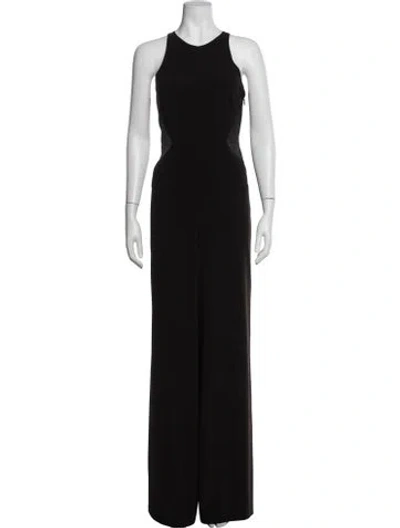 Pre-owned Halston Heritage Crew Neck Jumpsuit In Black