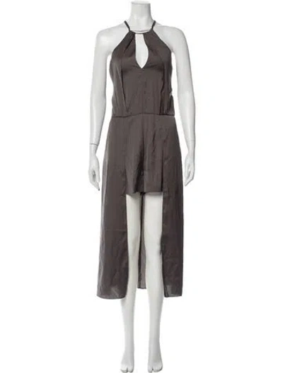 Pre-owned Halston Heritage Crew Neck Jumpsuit In Gray