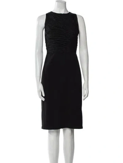 Pre-owned Halston Heritage Crew Neck Knee-length Dress In Black