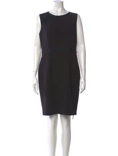 Pre-owned Halston Heritage Crew Neck Knee-length Dress In Black