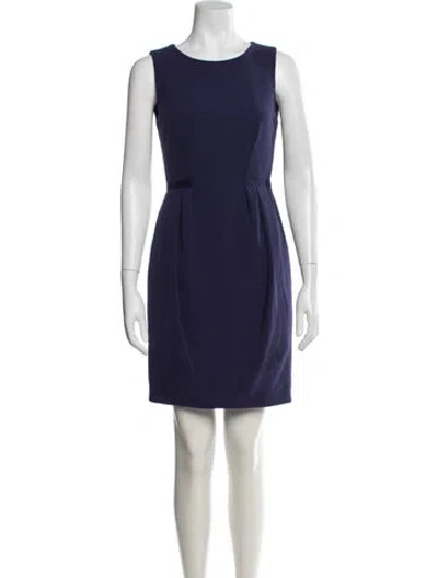 Pre-owned Halston Heritage Crew Neck Knee-length Dress In Blue