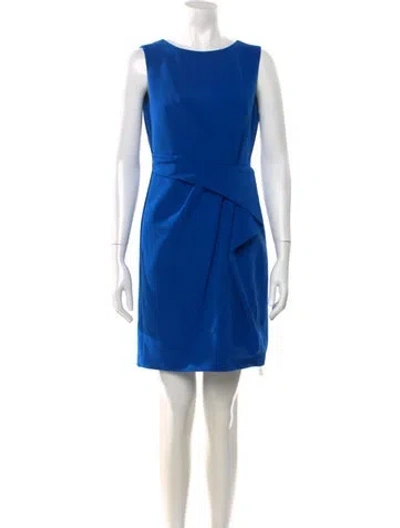 Pre-owned Halston Heritage Crew Neck Knee-length Dress In Blue
