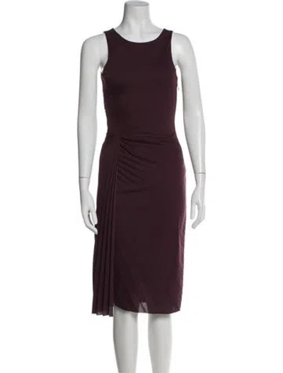 Pre-owned Halston Heritage Crew Neck Knee-length Dress In Burgundy