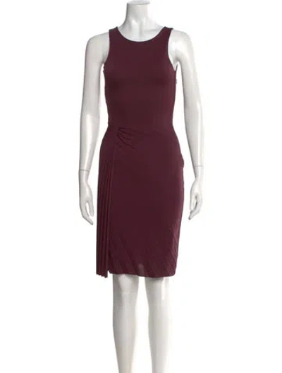 Pre-owned Halston Heritage Crew Neck Knee-length Dress In Burgundy