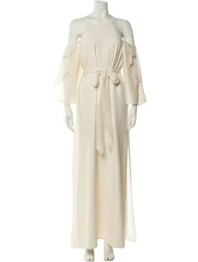 Pre-owned Halston Heritage Crew Neck Knee-length Dress In Neutral