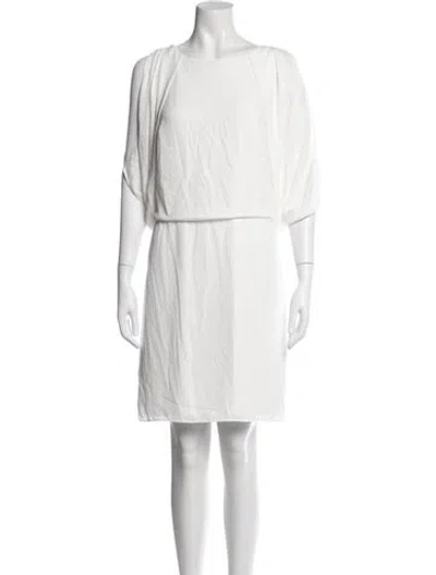 Pre-owned Halston Heritage Crew Neck Knee-length Dress In Neutrals