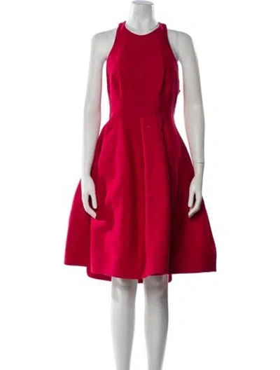 Pre-owned Halston Heritage Crew Neck Knee-length Dress In Red