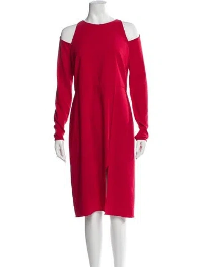 Pre-owned Halston Heritage Crew Neck Knee-length Dress In Red