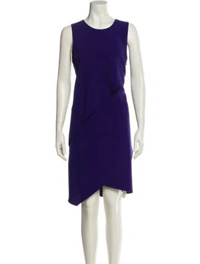 Pre-owned Halston Heritage Crew Neck Knee-length Dress W/ Tags In Blue