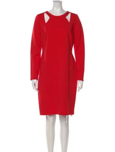 Pre-owned Halston Heritage Crew Neck Knee-length Dress W/ Tags In Red