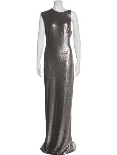 Pre-owned Halston Heritage Crew Neck Long Dress