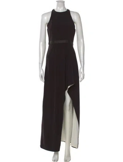Pre-owned Halston Heritage Crew Neck Long Dress In Black