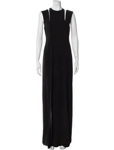 Pre-owned Halston Heritage Crew Neck Long Dress In Black