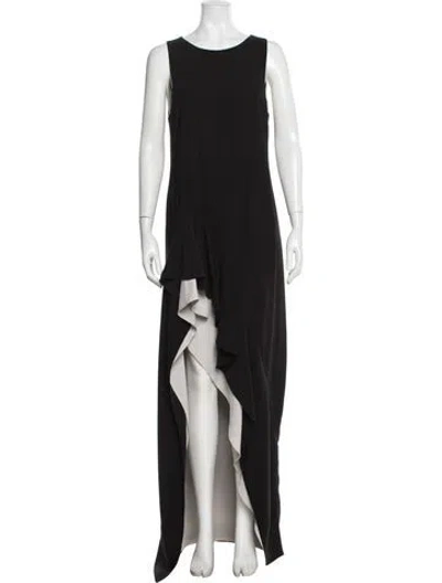 Pre-owned Halston Heritage Crew Neck Long Dress In Black