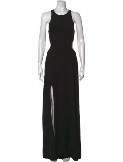 Pre-owned Halston Heritage Crew Neck Long Dress In Black