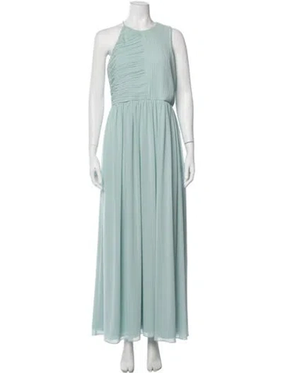 Pre-owned Halston Heritage Crew Neck Long Dress In Green