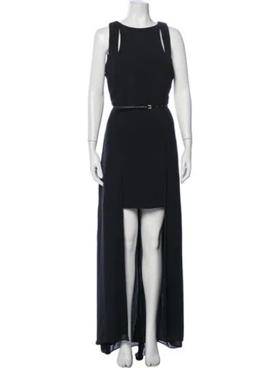 Pre-owned Halston Heritage Crew Neck Long Dress In Multi