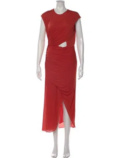 Pre-owned Halston Heritage Crew Neck Long Dress In Orange
