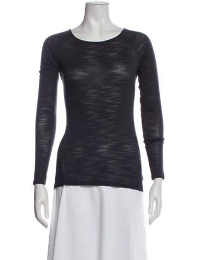Pre-owned Halston Heritage Crew Neck Long Sleeve Top In Blue