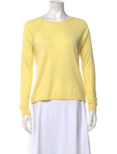 Pre-owned Halston Heritage Crew Neck Long Sleeve Top In Yellow