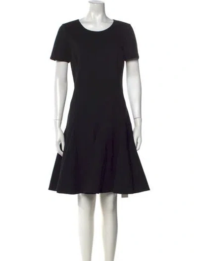 Pre-owned Halston Heritage Crew Neck Midi Length Dress In Black
