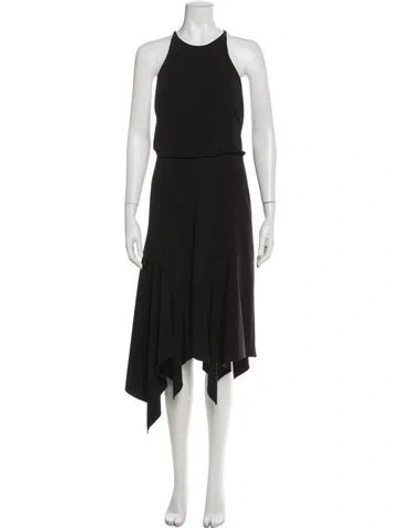 Pre-owned Halston Heritage Crew Neck Midi Length Dress In Gray