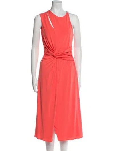 Pre-owned Halston Heritage Crew Neck Midi Length Dress In Pink