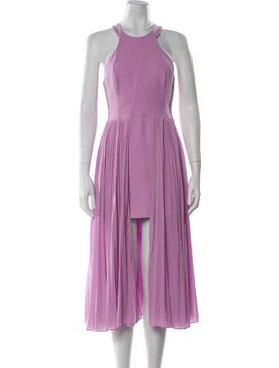 Pre-owned Halston Heritage Crew Neck Midi Length Dress In Purple