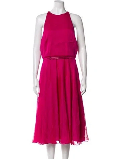 Pre-owned Halston Heritage Crew Neck Midi Length Dress W/ Tags In Pink