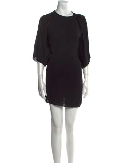 Pre-owned Halston Heritage Crew Neck Mini Dress In Black