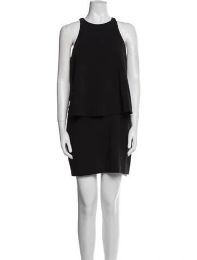 Pre-owned Halston Heritage Crew Neck Mini Dress In Black