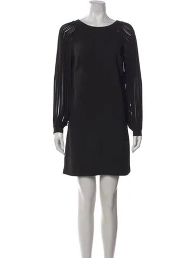 Pre-owned Halston Heritage Crew Neck Mini Dress In Black