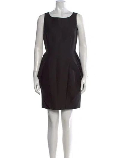Pre-owned Halston Heritage Crew Neck Mini Dress In Black