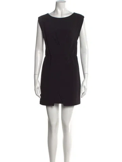 Pre-owned Halston Heritage Crew Neck Mini Dress In Black