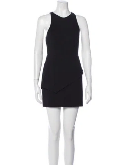 Pre-owned Halston Heritage Crew Neck Mini Dress In Black