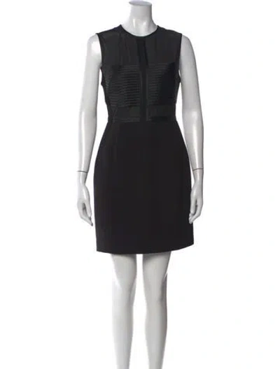 Pre-owned Halston Heritage Crew Neck Mini Dress In Black