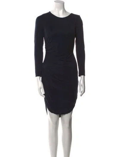 Pre-owned Halston Heritage Crew Neck Mini Dress In Blue