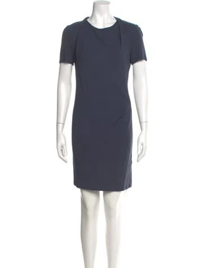 Pre-owned Halston Heritage Crew Neck Mini Dress In Blue