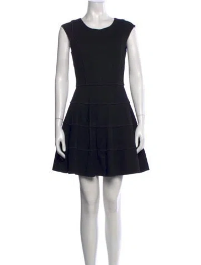 Pre-owned Halston Heritage Crew Neck Mini Dress In Blue