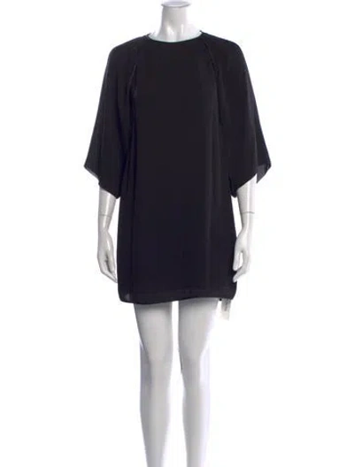Pre-owned Halston Heritage Crew Neck Mini Dress In Blue