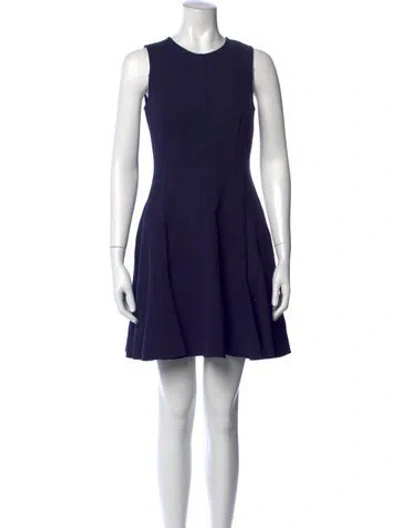 Pre-owned Halston Heritage Crew Neck Mini Dress In Blue