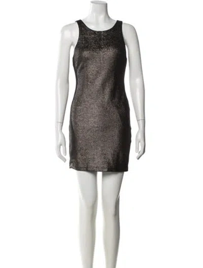 Pre-owned Halston Heritage Crew Neck Mini Dress In Brown