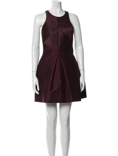 Pre-owned Halston Heritage Crew Neck Mini Dress In Burgundy