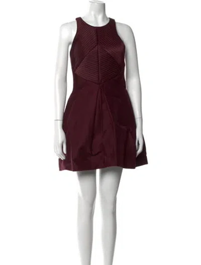 Pre-owned Halston Heritage Crew Neck Mini Dress In Burgundy