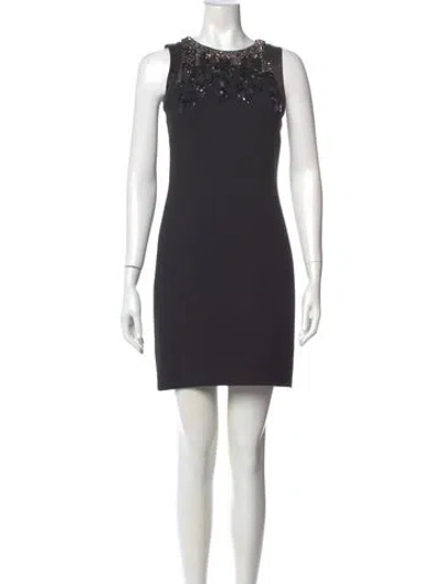Pre-owned Halston Heritage Crew Neck Mini Dress In Gray