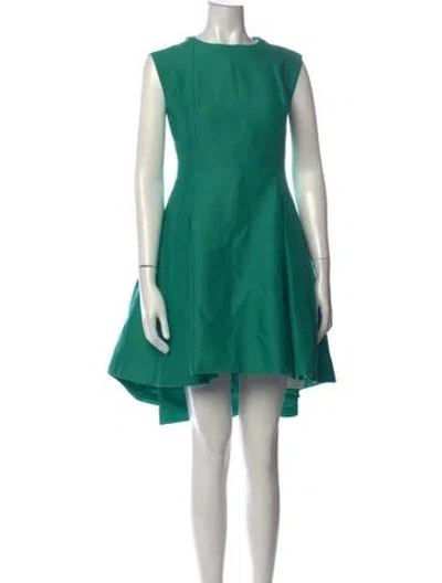 Pre-owned Halston Heritage Crew Neck Mini Dress In Green