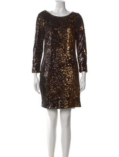 Pre-owned Halston Heritage Crew Neck Mini Dress In Multi