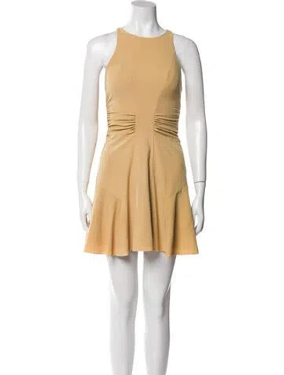 Pre-owned Halston Heritage Crew Neck Mini Dress In Neutral