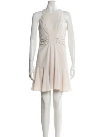 Pre-owned Halston Heritage Crew Neck Mini Dress In Neutral